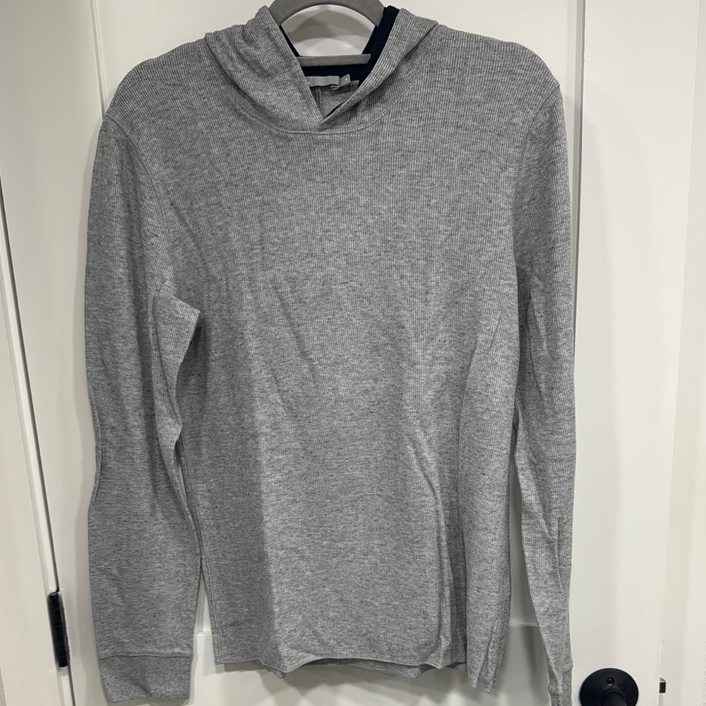 Gray Hooded Long Sleeve Top